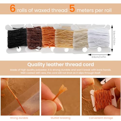 HASTHIP® 118PCS Leather Sewing Kit Leather Needles for Hand Sewing Heavy Duty Upholstery Repair Waxed Thread Large-Eye Stitching for Carseat Backpack Carpet Boots Shoes Sofa HASTHIP® 118PCS Leather Sewing Kit Leather Needles for Hand Sewing Heavy Duty Upholstery Repair Waxed Thread Large-Eye Stitching for Carseat Backpack Carpet Boots Shoes Sofa